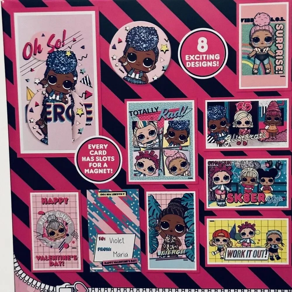 2 Boxes of LOL Surprise Valentines Cards with Magnets School Classroom